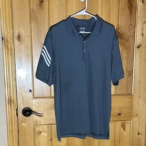 Adidas Men's Dark Gray Polo with White Stripes
